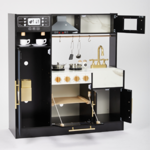 Wooden Play Kitchen Set with Interactive Appliances and Storage