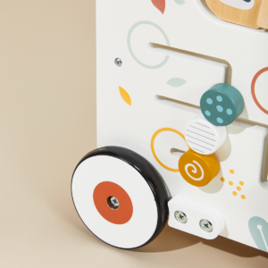 Wooden Baby Push Walker with Activity Cube and Storage Compartment