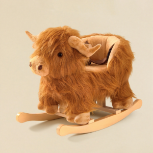 Plush Rocking Animal Toy for Toddlers with Wooden Base