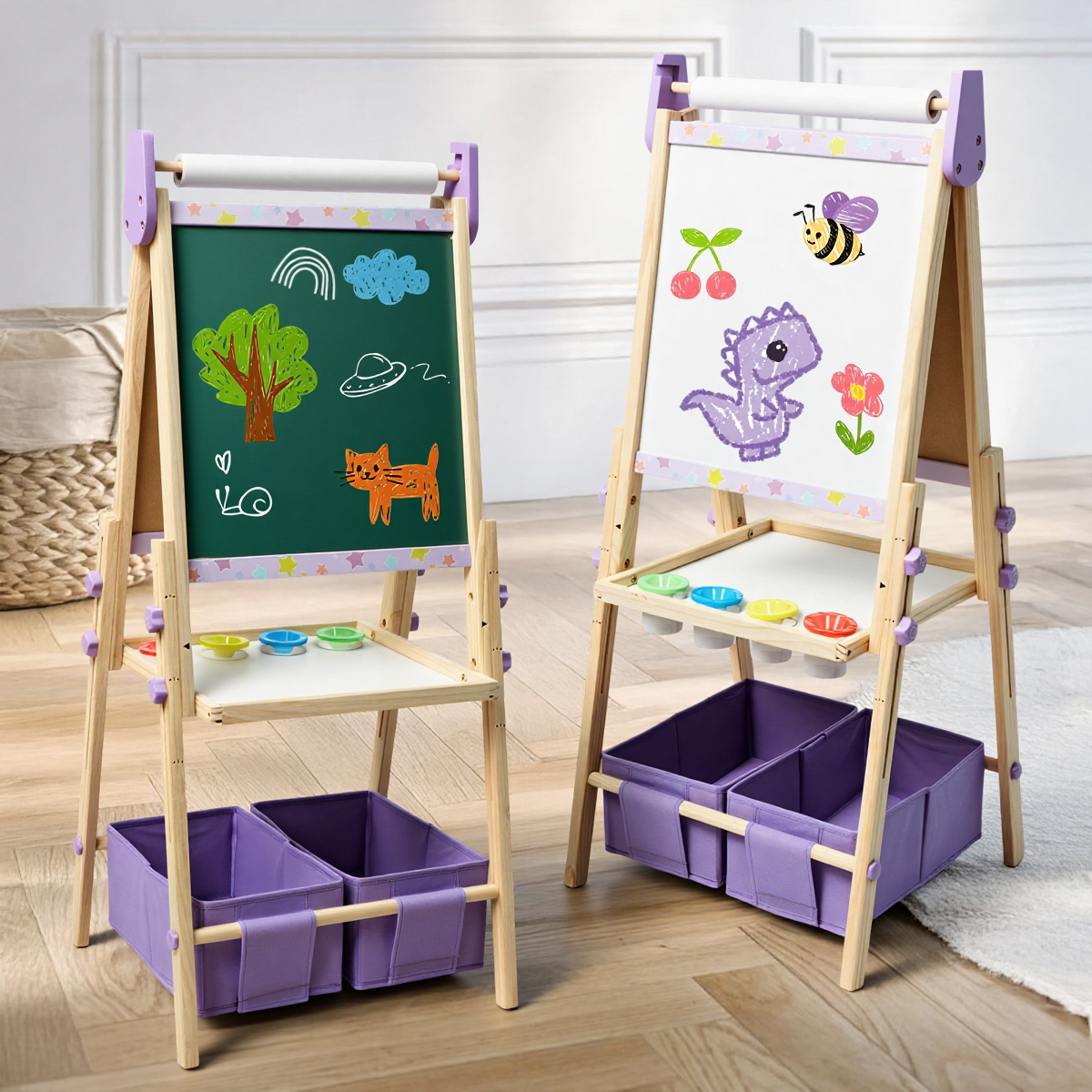 Magnetic Art Easel with Adjustable Height and Storage Tray