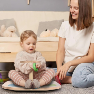 Wooden Sit and Spin Toy with Rotating Base