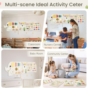 Wooden Activity Wall Busy Board with Sensory Learning Panels