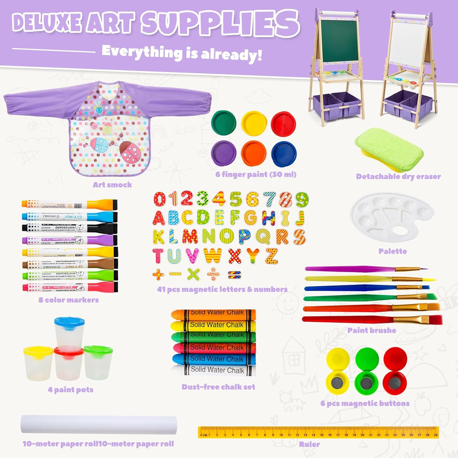 Magnetic Art Easel with Adjustable Height and Storage Tray