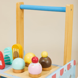 Wooden Baby Push Walker with Activity Cart and Play Accessories