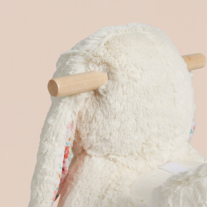 Plush Rabbit Rocking Toy with Wooden Base and Safety Seat