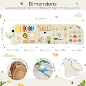 Wooden Activity Wall Busy Board with Sensory Learning Panels