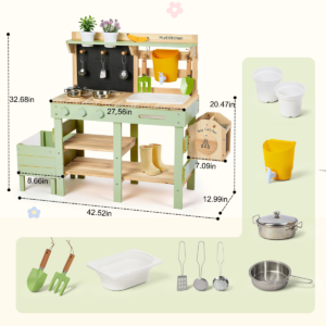 Outdoor Mud Kitchen Playset with Sink and Plant Growing Box
