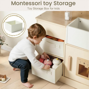 Wooden Play Kitchen Set with Sink, Appliances and Storage