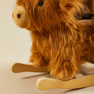 Plush Rocking Animal Toy for Toddlers with Wooden Base