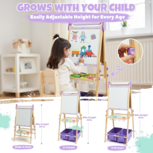Magnetic Art Easel with Adjustable Height and Storage Tray