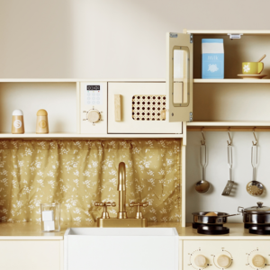 Wooden Play Kitchen Set with Sink, Appliances and Storage