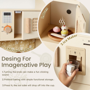 Wooden Play Kitchen Set with Sink, Appliances and Storage