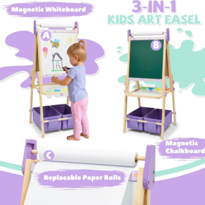 Magnetic Art Easel with Adjustable Height and Storage Tray