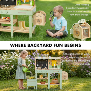 Outdoor Mud Kitchen Playset with Sink and Plant Growing Box