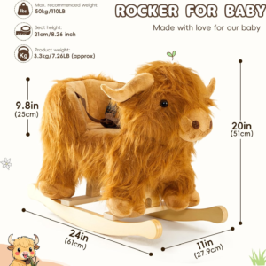 Plush Rocking Animal Toy for Toddlers with Wooden Base