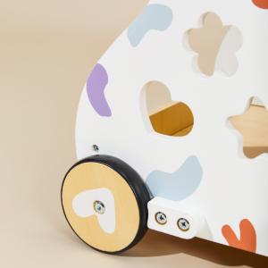 Wooden Baby Push Walker with Activity Center and Adjustable Handle