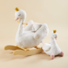 Plush Swan Rocking Toy with Safety Seat and Plush Companion