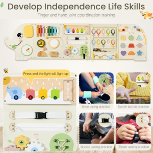Wooden Activity Wall Busy Board with Sensory Learning Panels