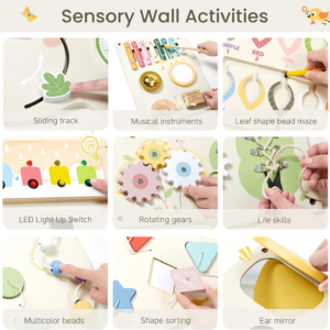 Wooden Activity Wall Busy Board with Sensory Learning Panels