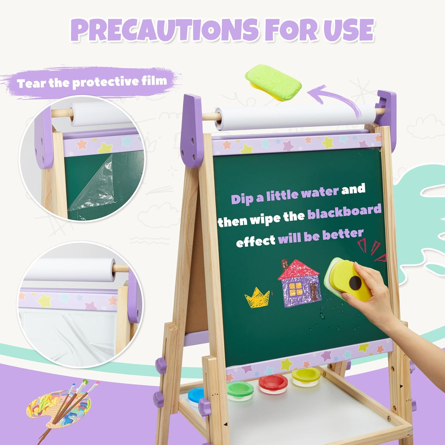 Magnetic Art Easel with Adjustable Height and Storage Tray